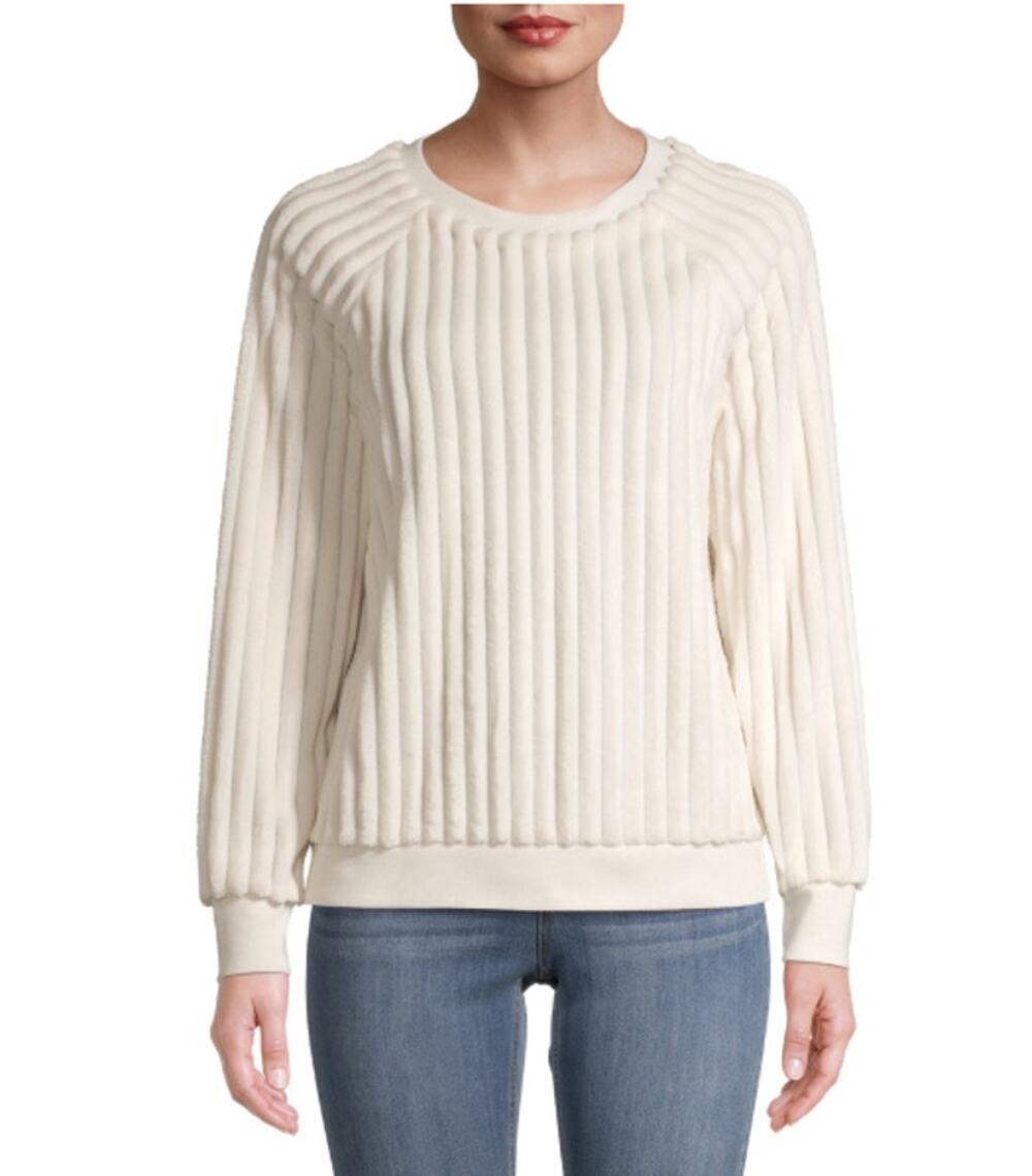 No Boundaries Juniors Fuzzy Rib Knit Pullover Sweater Delicate Ivory Sz 3XL